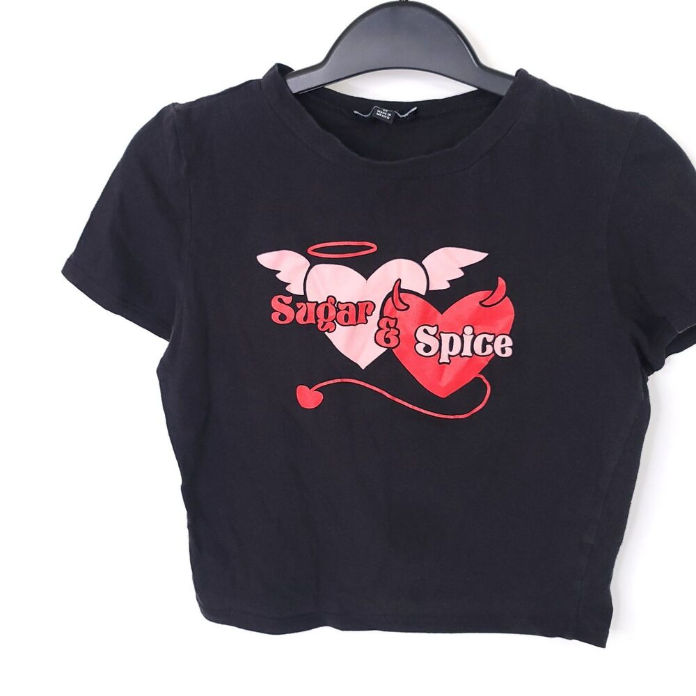 Fashion Nova Shirt Womens Medium Cropped Y2K Top Short Sleeve Sexy Baby Tee - Picture 7 of 9